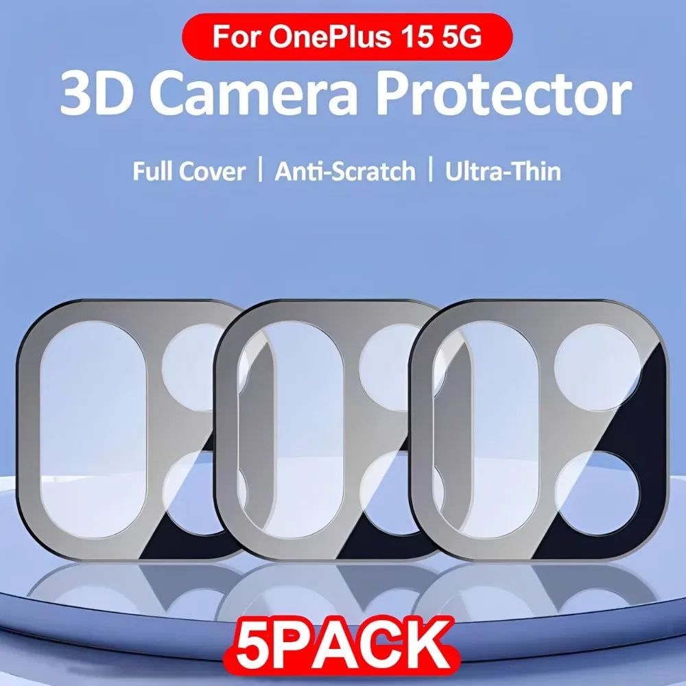 5-1Pcs 3D 9H Camera Lens Tempered Glass For onePlus 15 1+ 15 Back Black Camera Screen Lens Anti-Scratch Protector For OnePlus 15